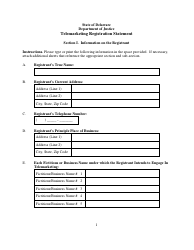 Telemarketing Registration Statement Form - Delaware