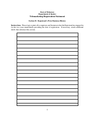 Telemarketing Registration Statement Form - Delaware, Page 2
