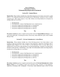 Telemarketing Registration Statement Form - Delaware, Page 3