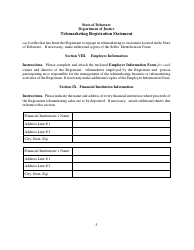 Telemarketing Registration Statement Form - Delaware, Page 5