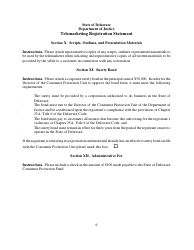 Telemarketing Registration Statement Form - Delaware, Page 6