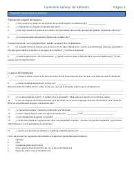 Formulario General De Admision - Delaware (Spanish), Page 3
