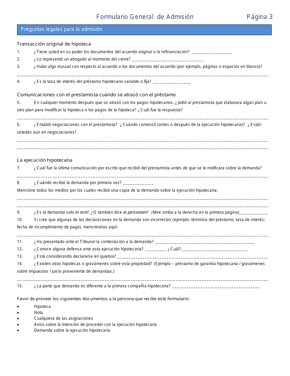 Formulario General De Admision - Delaware (Spanish), Page 3