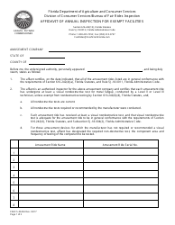 Document preview: Form FDACS-03434 Affidavit of Annual Inspection for Exempt Facilities - Florida