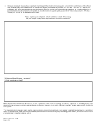 Form FDACS-10010 Consumer Complaint Form - Florida (English/Spanish), Page 2