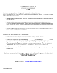 Form FDACS-08494 Giant African Land Snail Program Notice - Florida (English/Spanish), Page 2