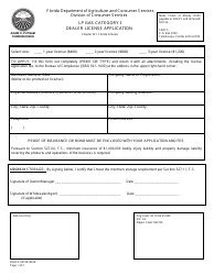 Document preview: Form FDACS-03578 Lp Gas Category I Dealer License Application - Florida