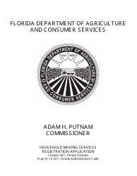Form FDACS-10960 Household Moving Services Registration Application - Florida