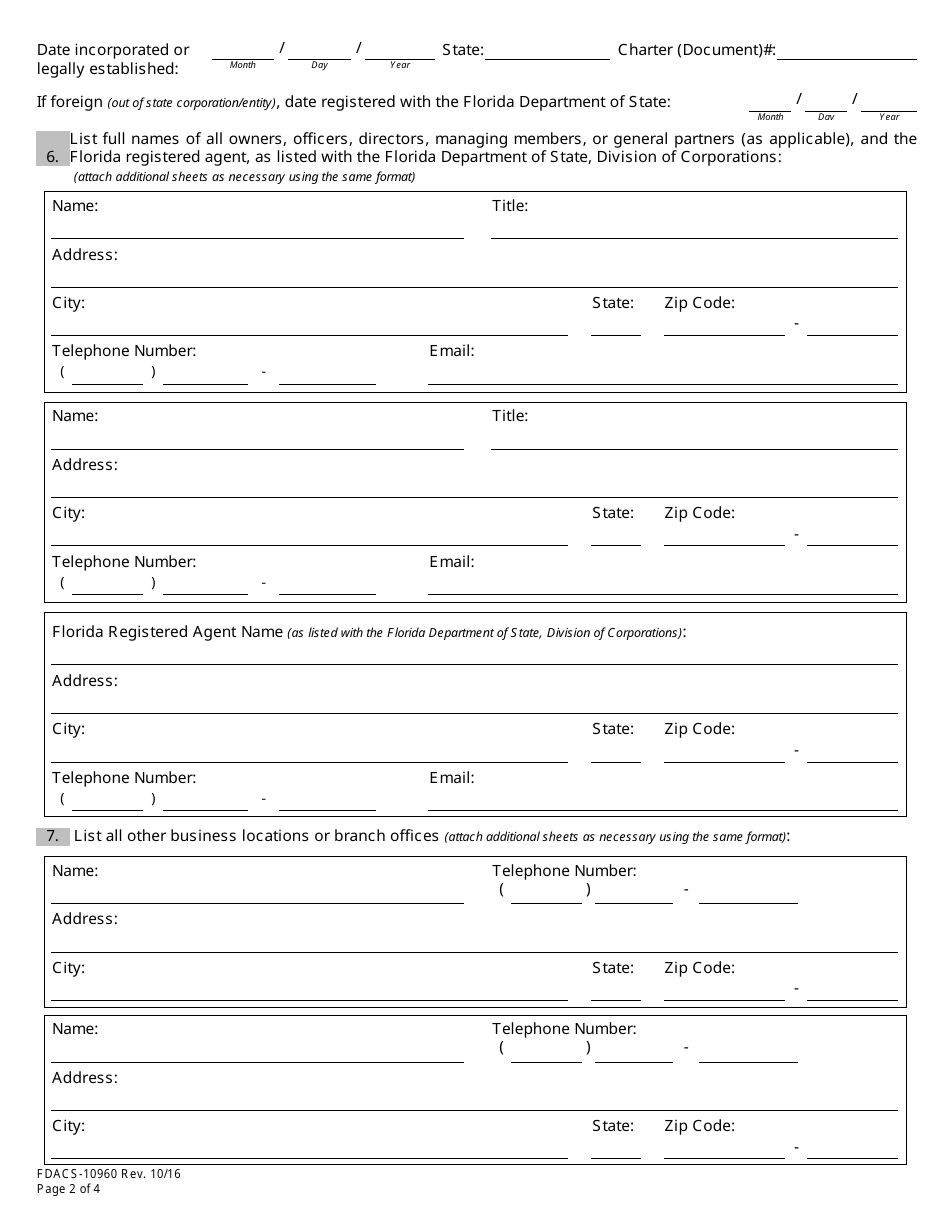 Form FDACS-10960 Household Moving Services Registration Application - Florida, Page 7