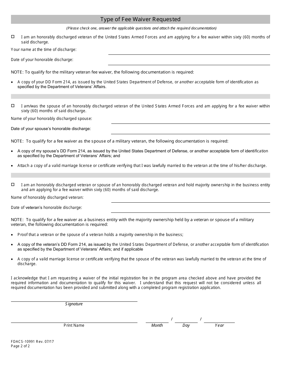 Form FDACS-10991 - Fill Out, Sign Online and Download Fillable PDF ...