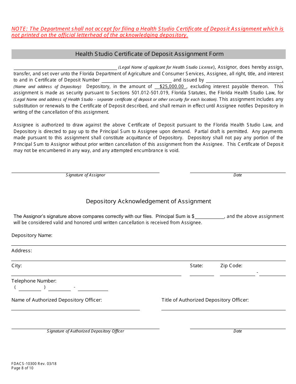 Form FDACS-10300 Health Studio Registration Application - Florida, Page 14