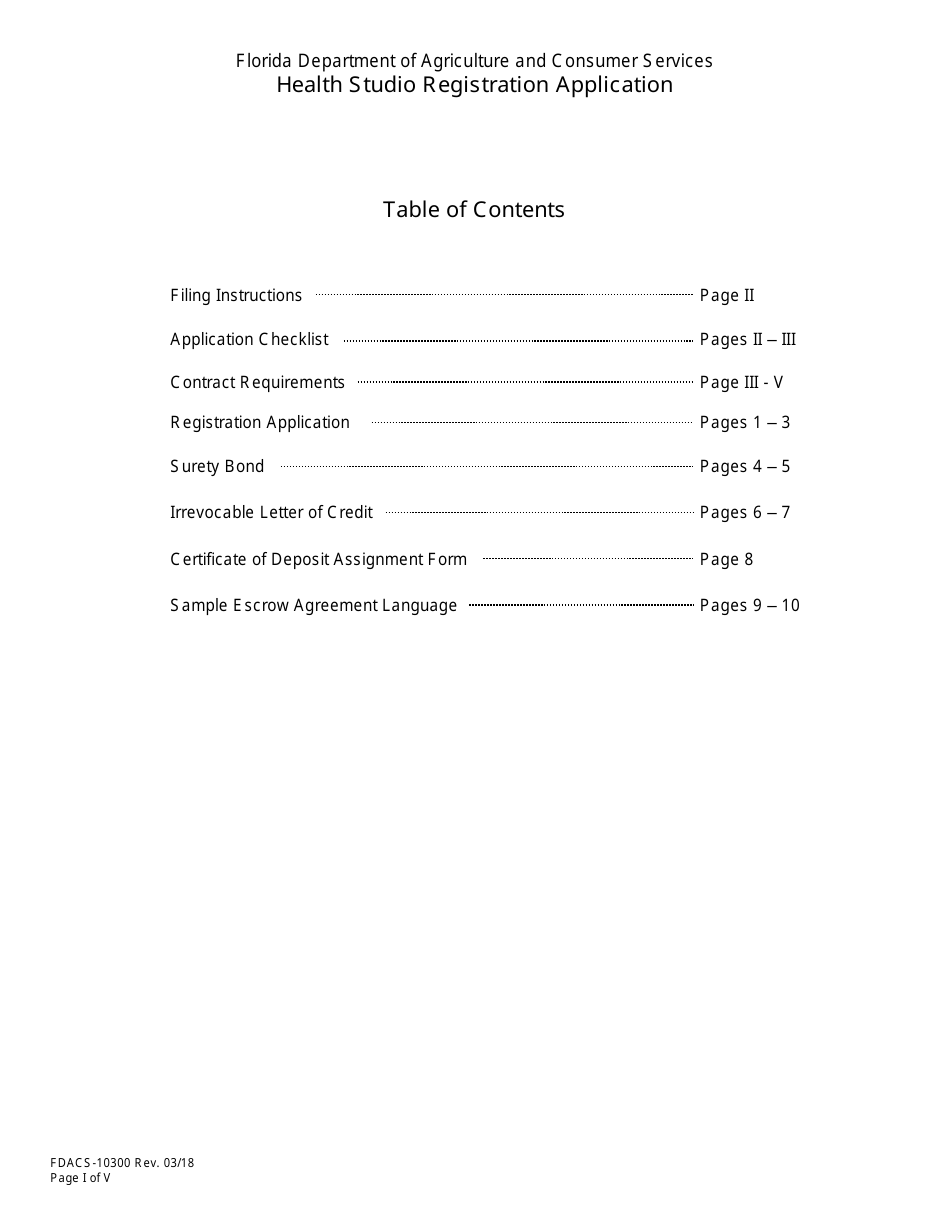 Form FDACS-10300 Health Studio Registration Application - Florida, Page 2