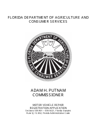 Form FDACS-10900 Motor Vehicle Repair Registration Application - Florida