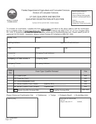 Document preview: Form FDACS-03584 Lp Gas Qualifier and Master Qualifier Registration Application - Florida