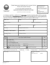 Form FDACS-03584 Lp Gas Qualifier and Master Qualifier Registration Application - Florida