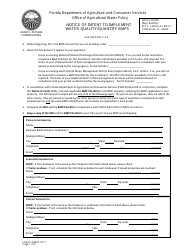 Document preview: Form FDACS-04002 Notice of Intent to Implement Water Quality/Quantity Bmps - Florida
