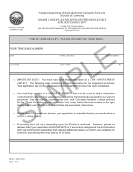 Form FDACS-16093 Online Concealed Weapon or Firearm License Application Receipt - Sample - Florida