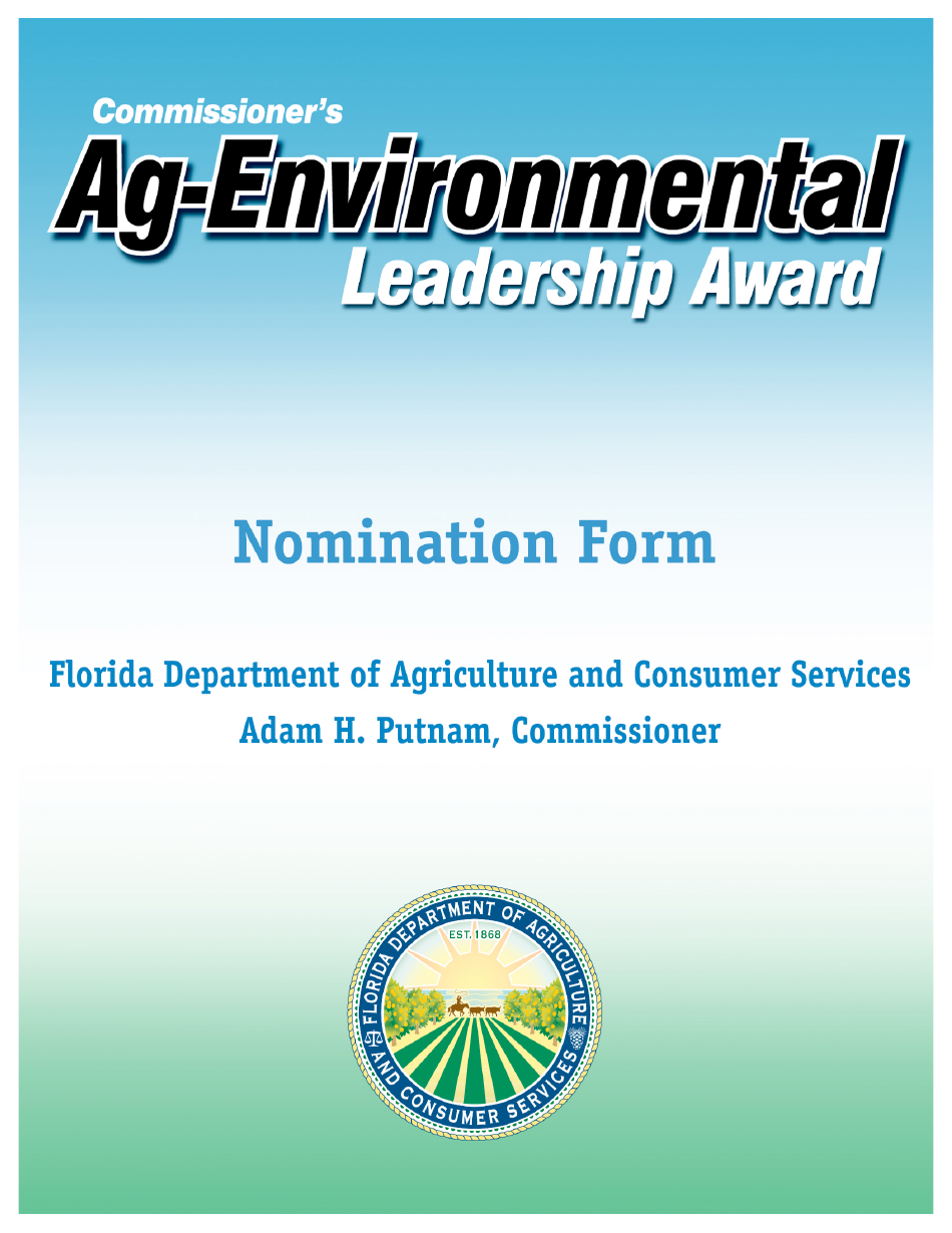 Form FDACS-01795 Nomination for the Commissioners Annual Agricultural-Environmental Leadership Award - Florida, Page 1