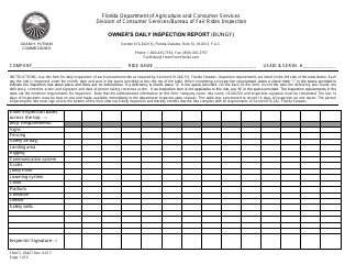 Document preview: Form FDACS-03427 Owners' Daily Inspection Report (Bungy) - Florida