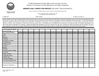 Form FDACS-03426 Owners&#039; Daily Inspection Report (Go Kart Track/Vehicle) - Florida