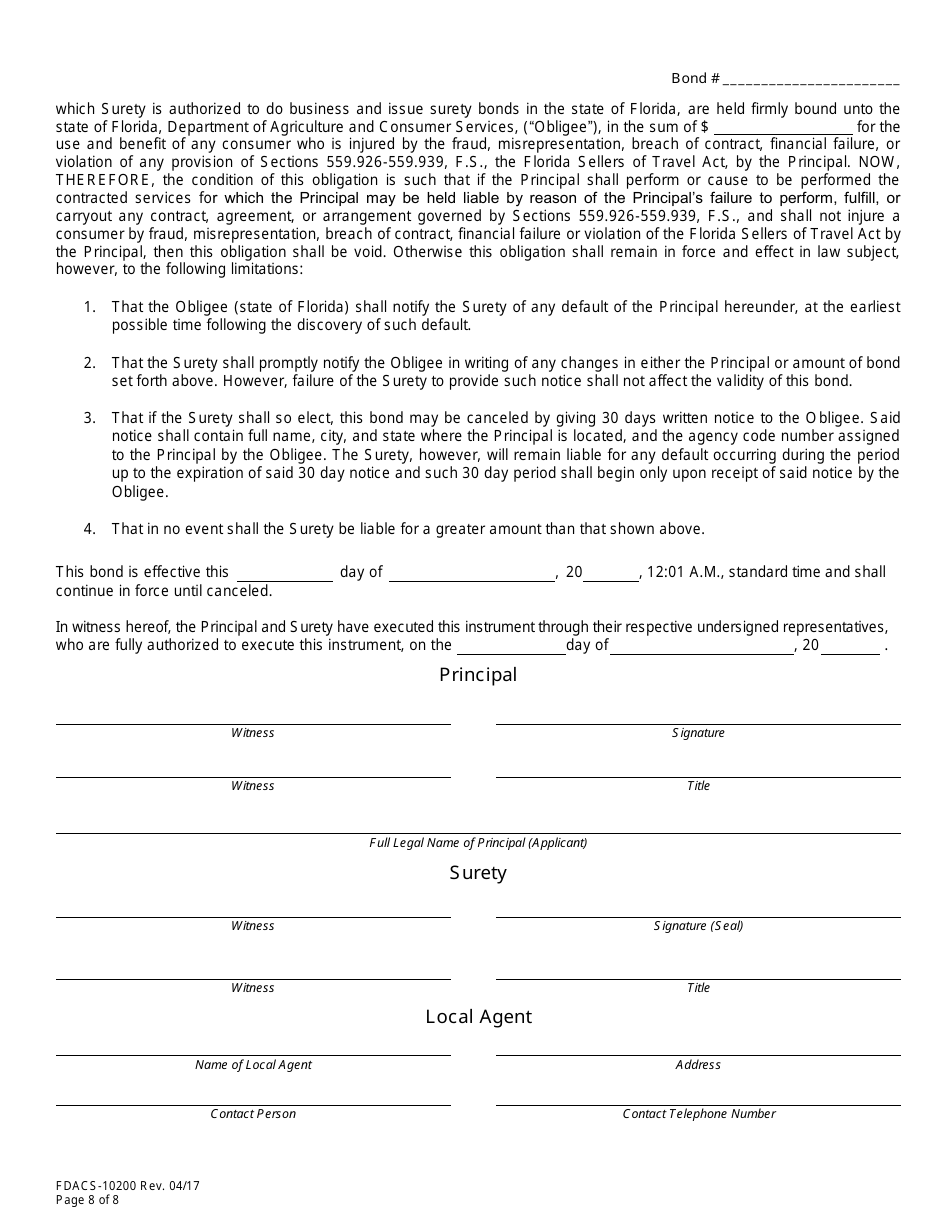 Form FDACS-10200 Sellers of Travel Registration Application - Florida, Page 13