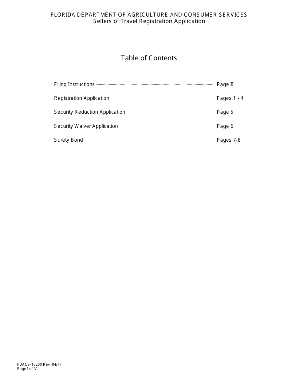 Form FDACS-10200 Sellers of Travel Registration Application - Florida, Page 2