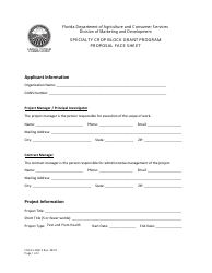 Form FDACS-06615 Specialty Crop Block Grant Program Proposal - Florida