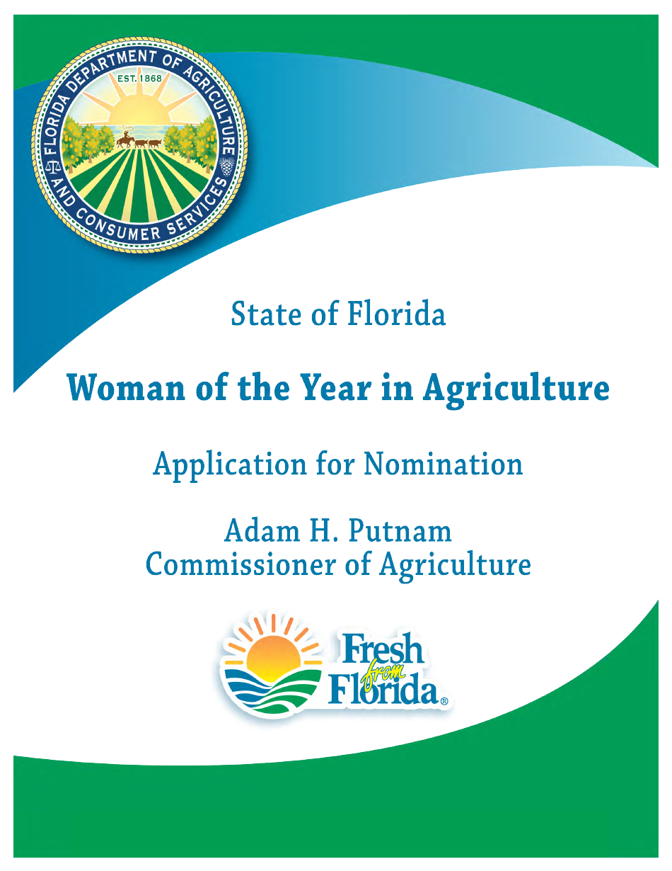 Form FDACS-01597 Woman of the Year in Agriculture Application for Nomination - Florida, Page 1
