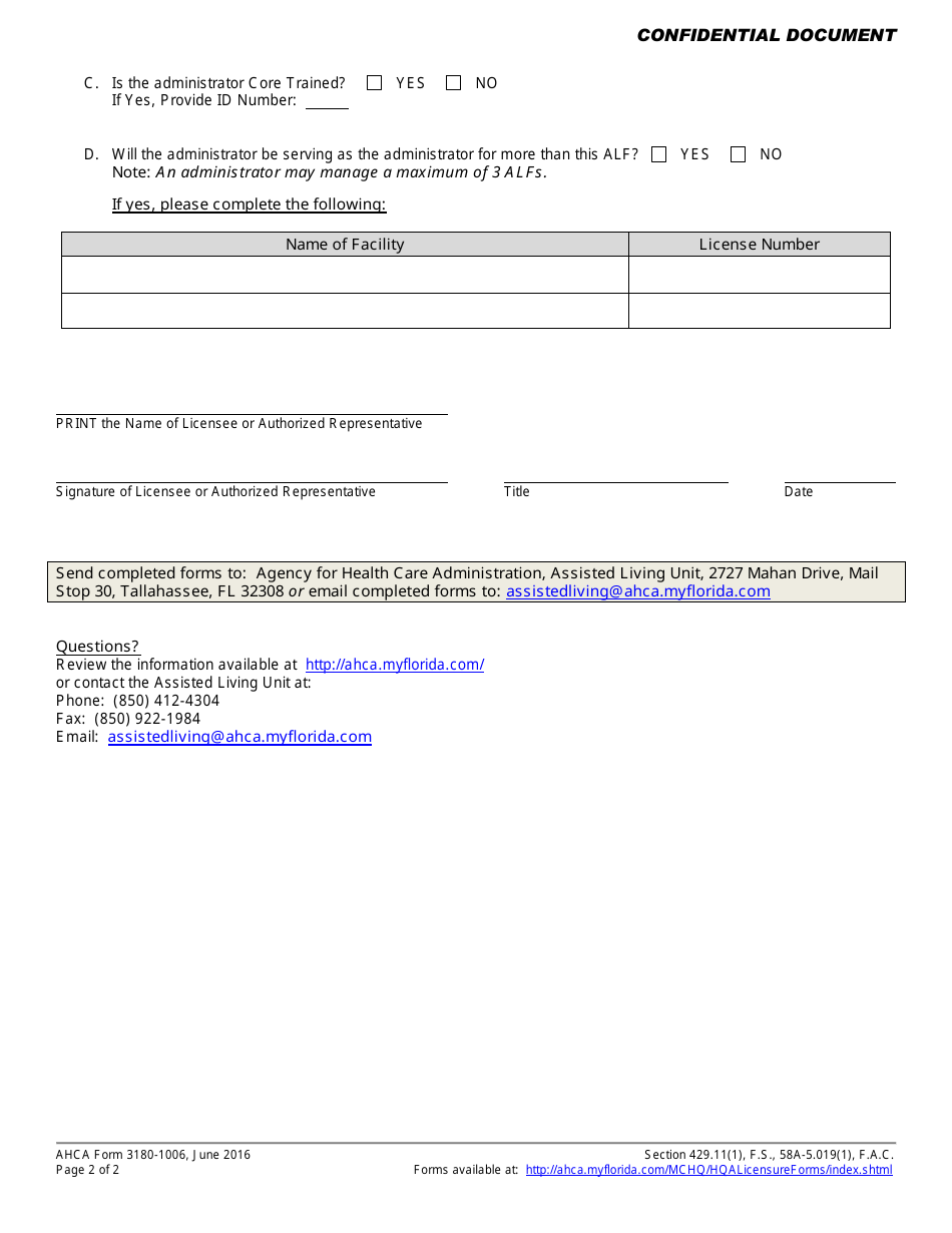 Ahca Form 3180 1006 Fill Out Sign Online And Download Printable Pdf