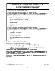 DOEA Form ALF/ADRD-002 Alzheimer&#039;s Disease and Related Disorders Training Three-Year Curriculum Certification - Florida, Page 2
