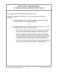 DOEA Form ALF/ADRD-001 &quot;Alzheimer's Disease and Related Disorders Training Provider Certification&quot; - Florida, Page 2