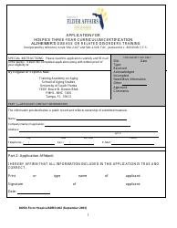 DOEA Form Hospice/ADRD-002 Application for Hospice Three-Year Curriculum Certification - Alzheimer&#039;s Disease or Related Disorders Training - Florida