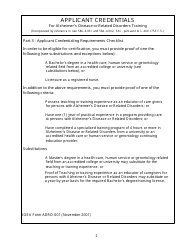 DOEA Form ADRD-001 &quot;Application for Nursing Home Training Provider Certification - Alzheimer's Disease or Related Disorders Training&quot; - Florida, Page 2