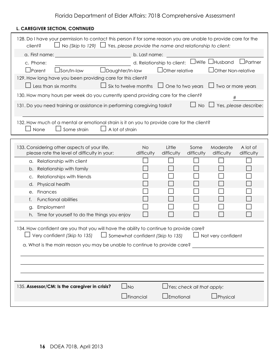 DOEA Form 701B - Fill Out, Sign Online and Download Printable PDF ...