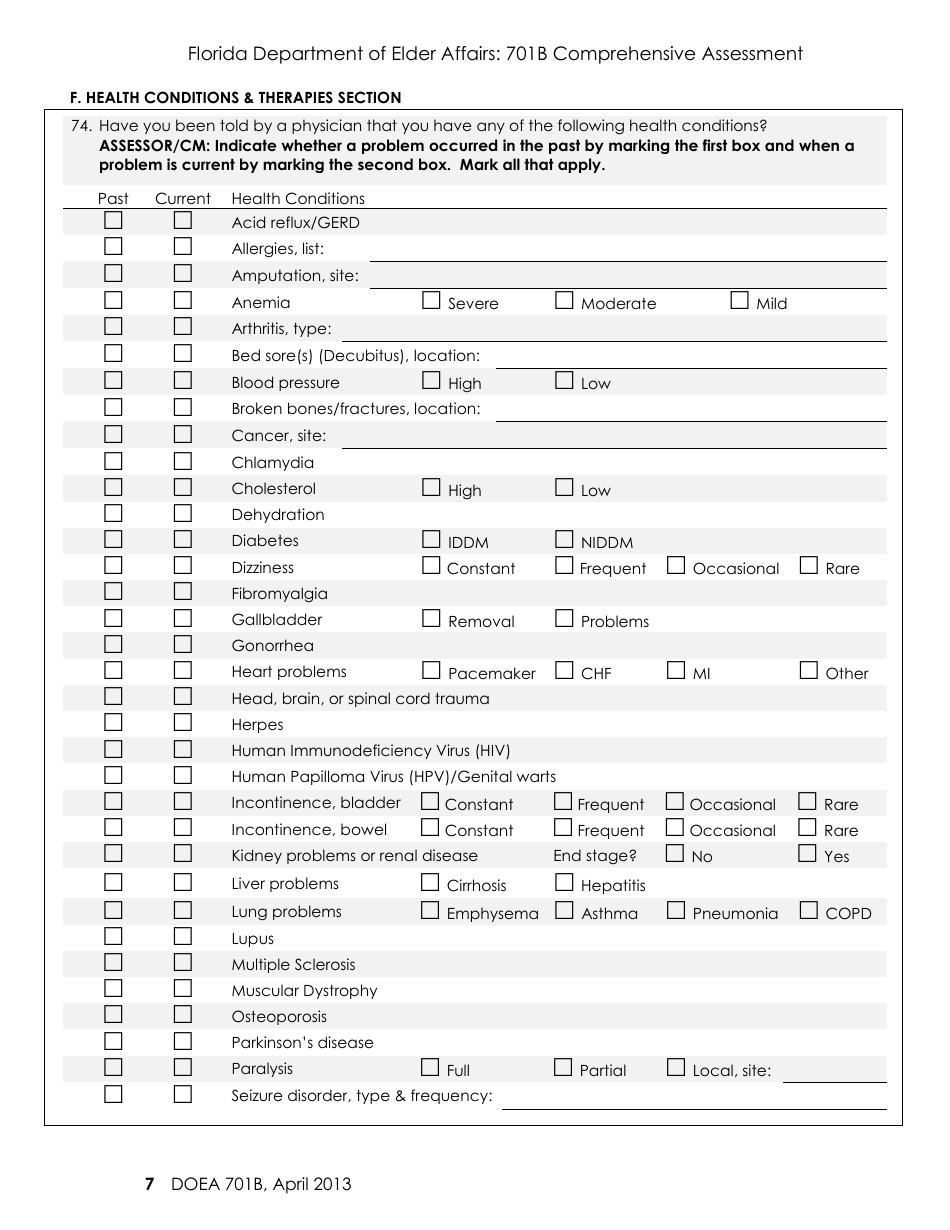 DOEA Form 701B - Fill Out, Sign Online and Download Printable PDF ...