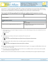 DOEA Form 234 &quot;Application for Designation of a Home Health Agency as a Teaching Agency for Home and Community-Based Care&quot; - Florida