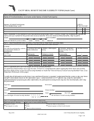 Document preview: CACFP Meal Benefit Income Eligibility Form (Adult Care) - Florida