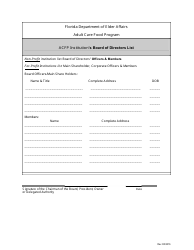 Document preview: Acfp Institution's Board of Directors List - Adult Care Food Program - Florida