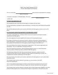 Document preview: Annual Information Certification Form - Adult Care Food Program (Acfp) - Florida
