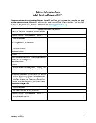 &quot;Catering Information Form - Adult Care Food Program (Acfp)&quot; - Florida
