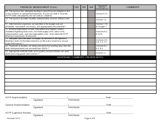 &quot;Review Form for Adult Day Care Sponsoring Organization - Adult Care Food Program&quot; - Florida, Page 6