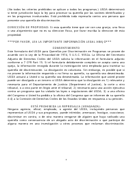 Formulario AD-3027 &quot;Program Discrimination Complaint Form&quot; (Spanish), Page 2