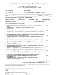 DEP Form 02 &quot;Site Owner/Responsible Party Contractor Performance Survey Form - Petroleum Restoration Program&quot; - Florida