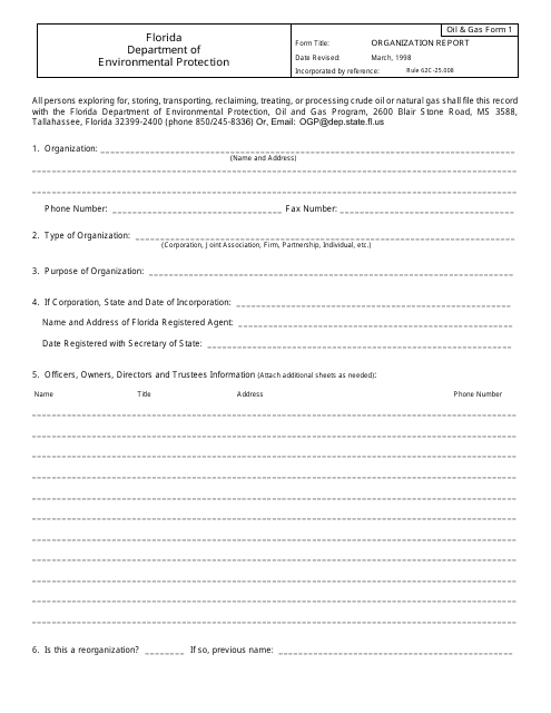 DEP Oil&Gas Form 1 Printable Pdf