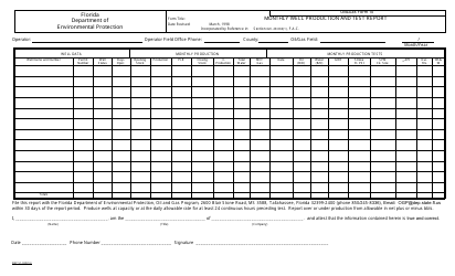 DEP Oil&amp;Gas Form 10 &quot;Monthly Well Production and Test Report&quot; - Florida