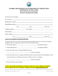DEP Form 18-21.900(1) &quot;Billing Information Form&quot; - Florida