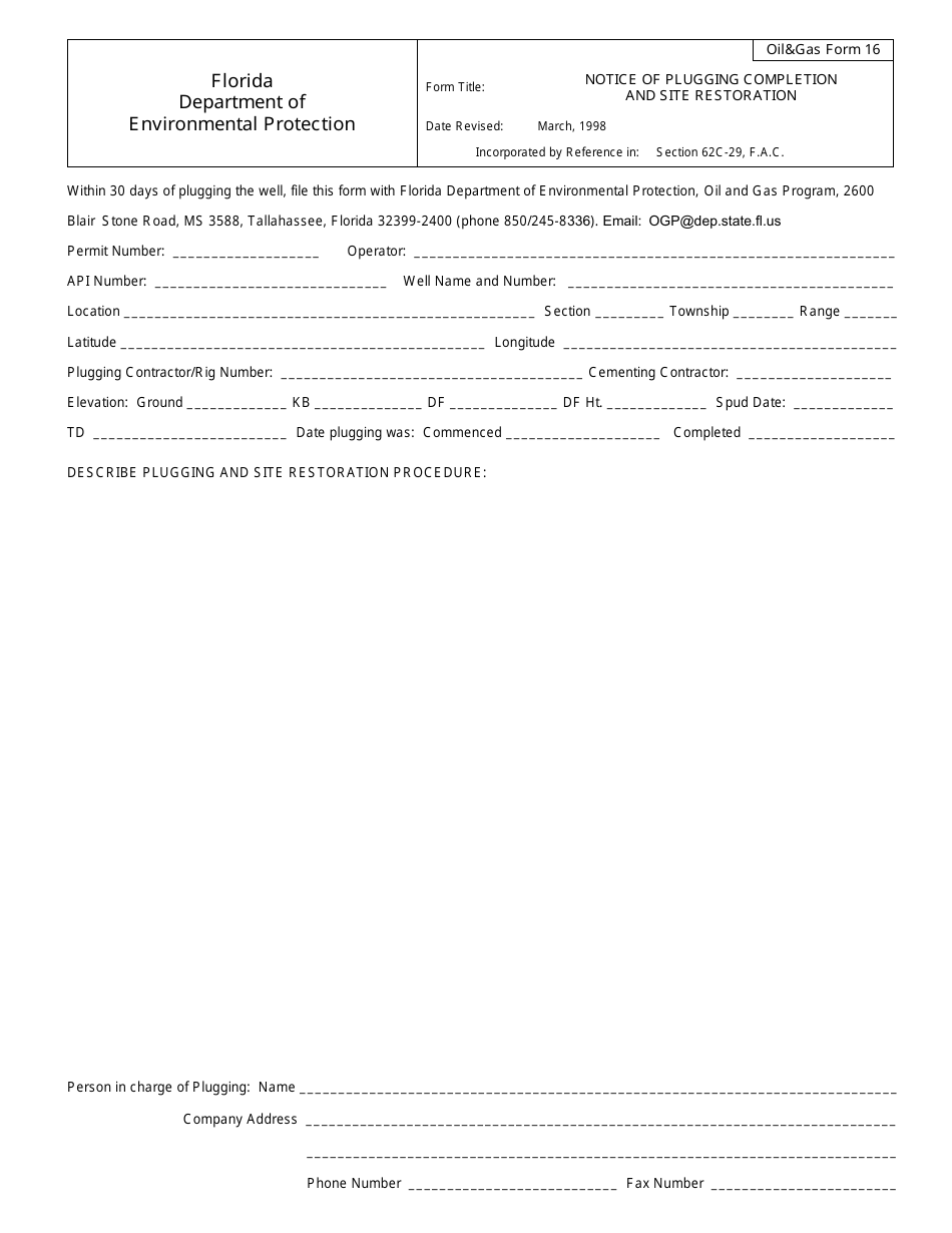 DEP Oil&Gas Form 16 - Fill Out, Sign Online and Download Fillable PDF ...