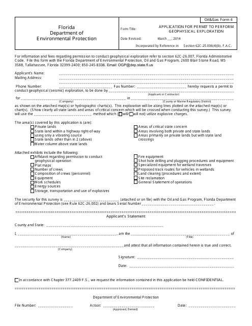 DEP Oil&Gas Form 4  Printable Pdf