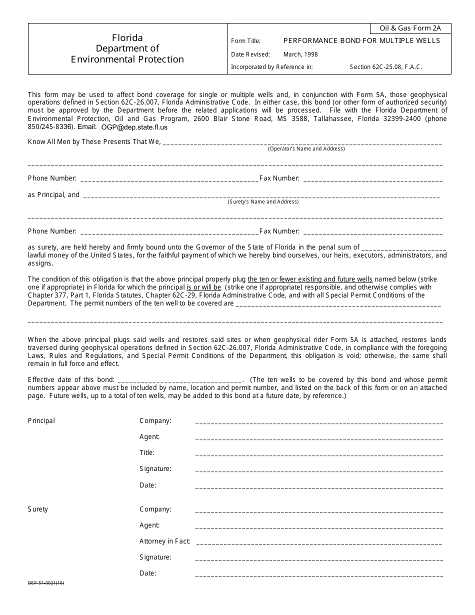 DEP Oil&Gas Form 2A Download Fillable PDF or Fill Online Performance ...