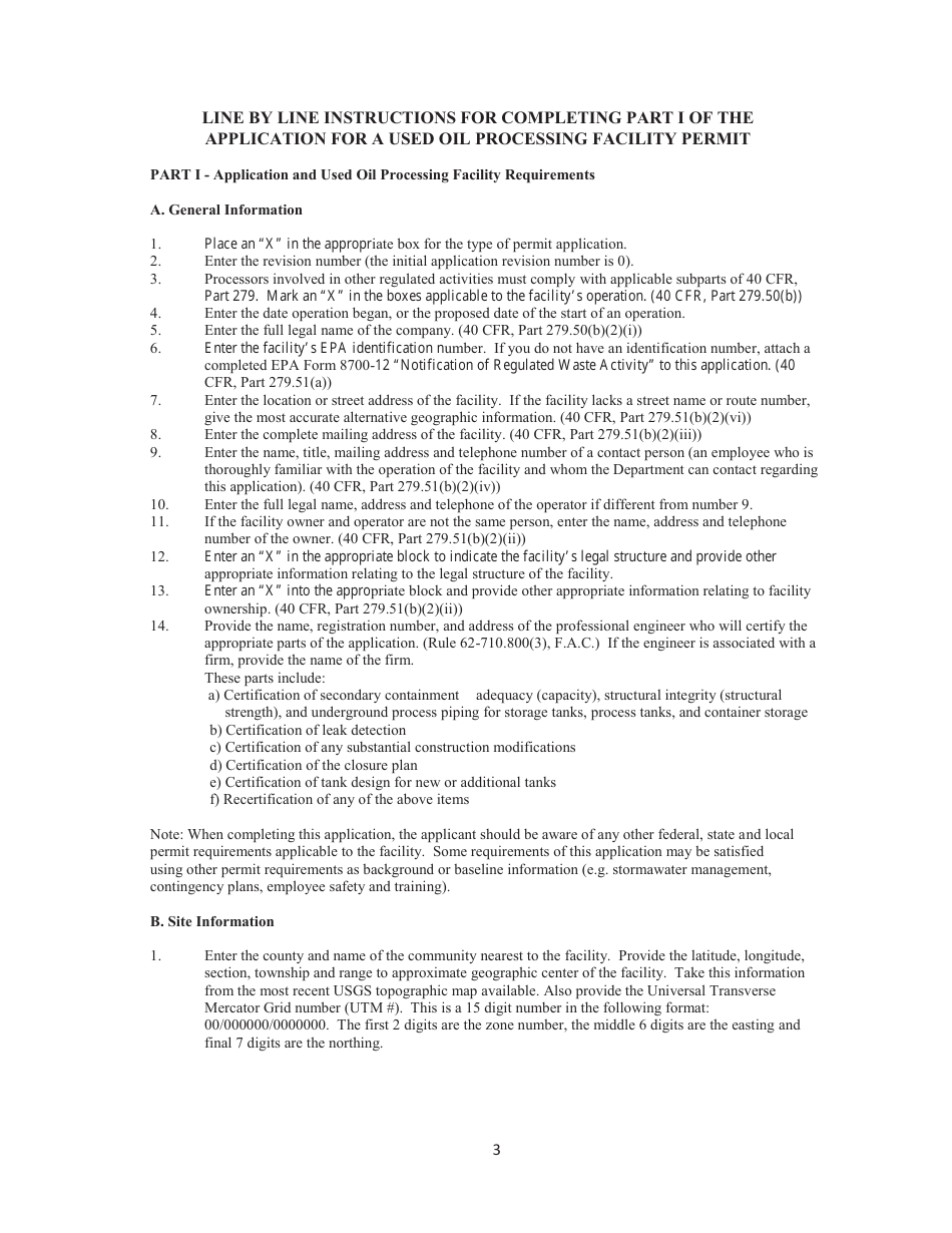 Instructions for DEP Form 62-710.901(6) Used Oil Processing Facility Permit Application - Florida, Page 4